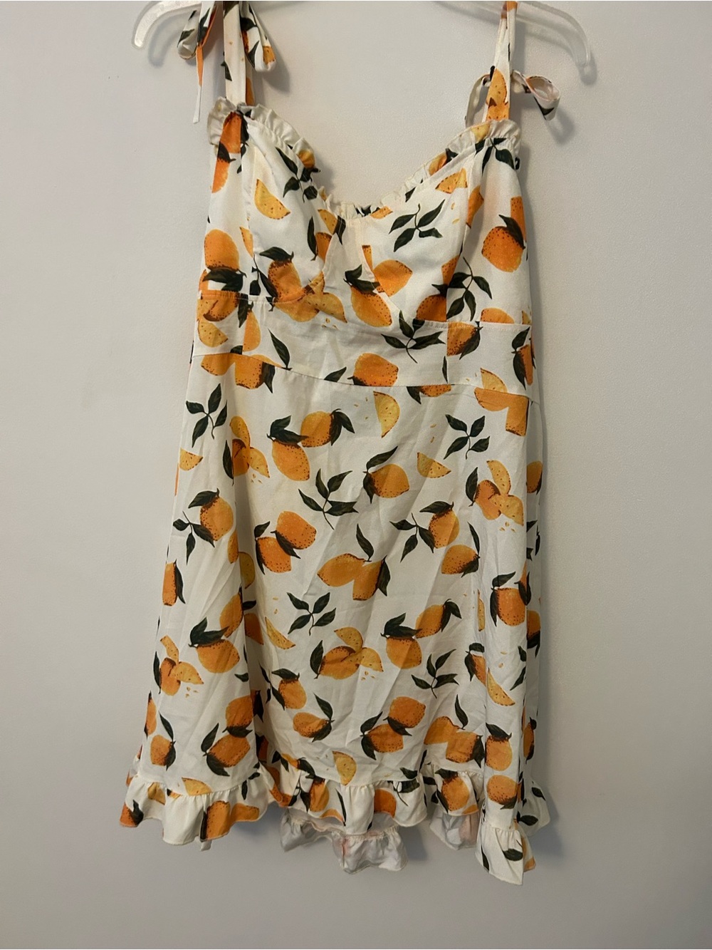 Cider White Mini Dress with Orange Fruit Print
